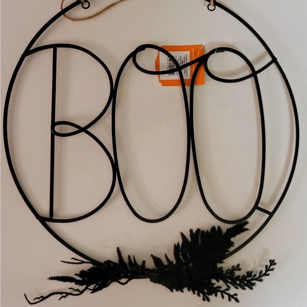 Hyde & Eek 14” Black Metal Wire Halloween Boo Wreath Wall Hanging Decoration